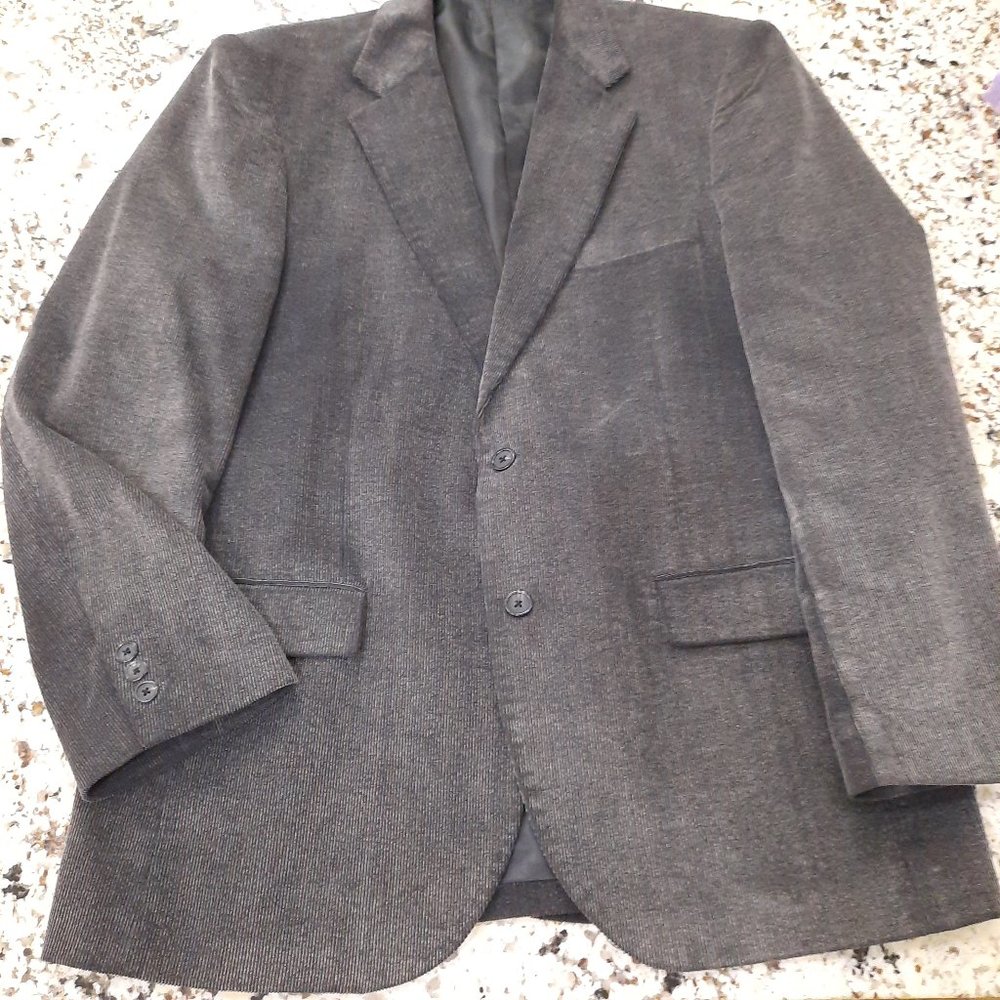 Alan Flusser Corduroy Sport Jacket 42R 42 regular Suit Coat Blazer Charcoal grey